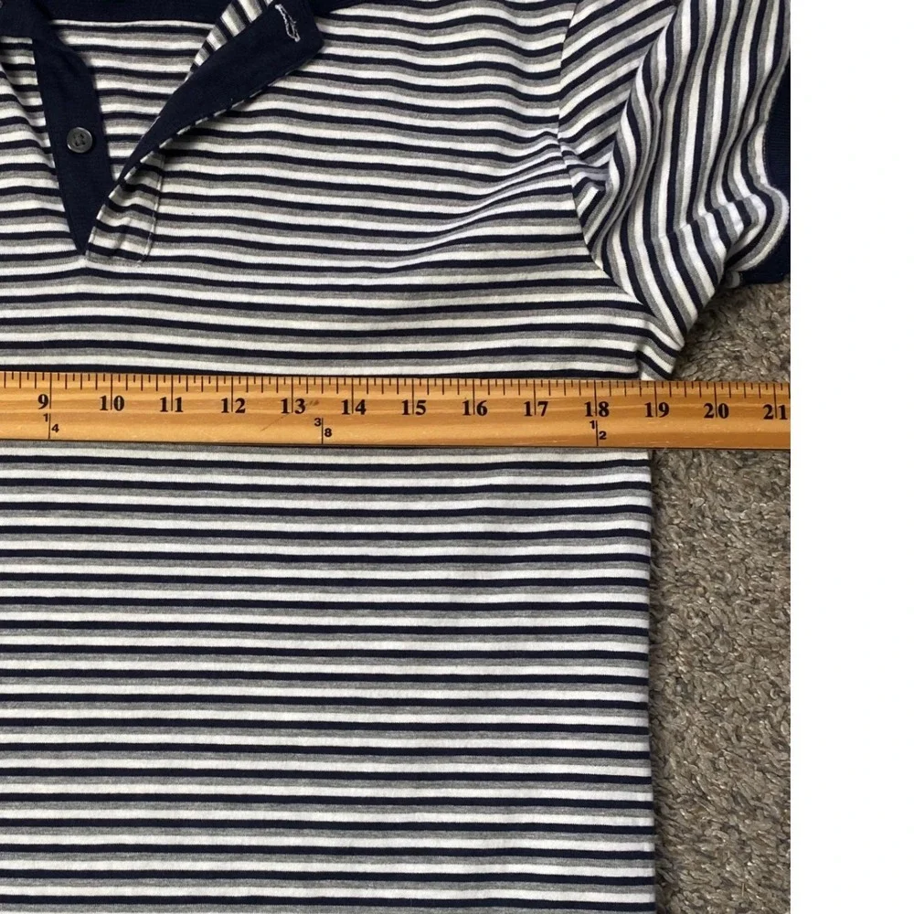 Banana Republic Polo Mens S Blue Striped Luxury Touch Standard Fit Short Sleeve